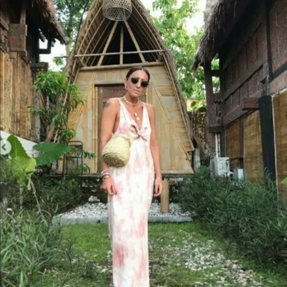 ZARA PINK TIE-Dye DRESS Small KNOT SPAGHETTI STRAP - Picture 3 of 6